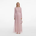 Pink Organza Lace Maxi Dress