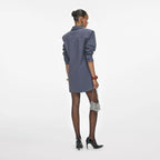 Grey Cotton Long Sleeve Mini Dress