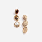 Gold Multi Three Tiered Earrings