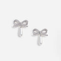 Crystal Bow Pearl Droplet Earrings
