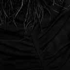 Black Feather Viscose Knit Mini Dress