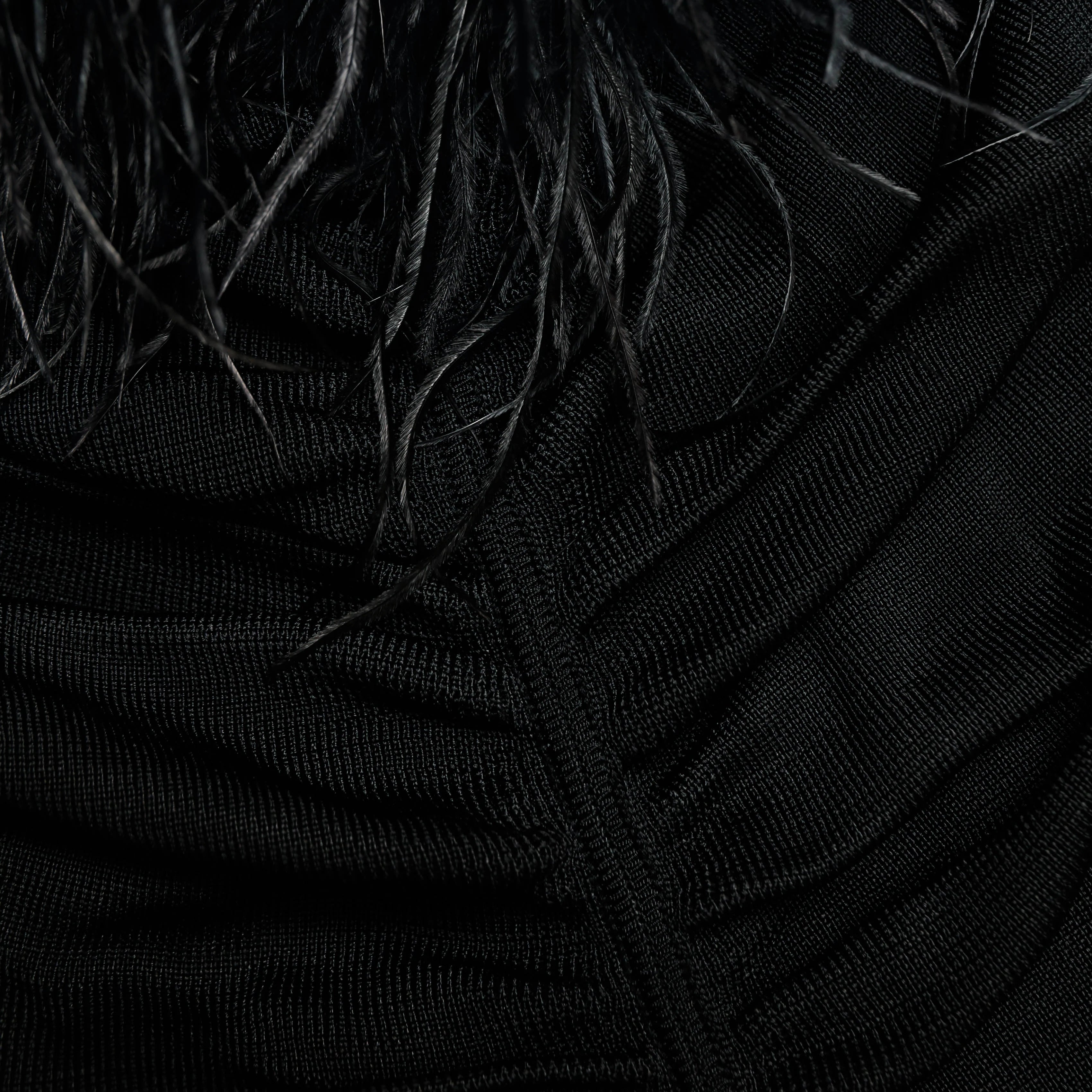 Black Feather Viscose Knit Mini Dress