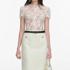 White Sequin Lace Top