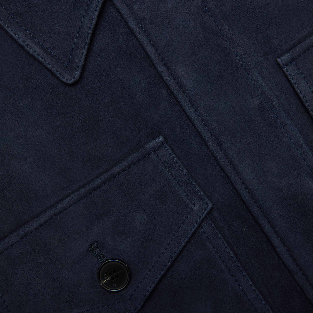 Navy Suede Oversized Jacket