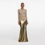 Gold Lurex Ribbed Knit Top
