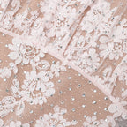 Pink Rhinestone Lace Midi Dress