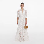 White Lace Collared Maxi Dress