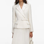 Cream Tailored Boucl¨¦ And Chiffon Midi Dress