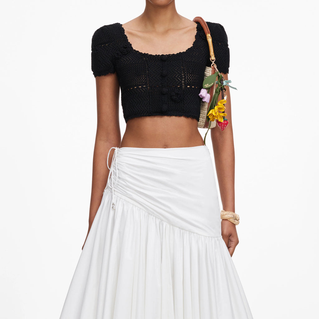 Black Crochet Knit Crop Top