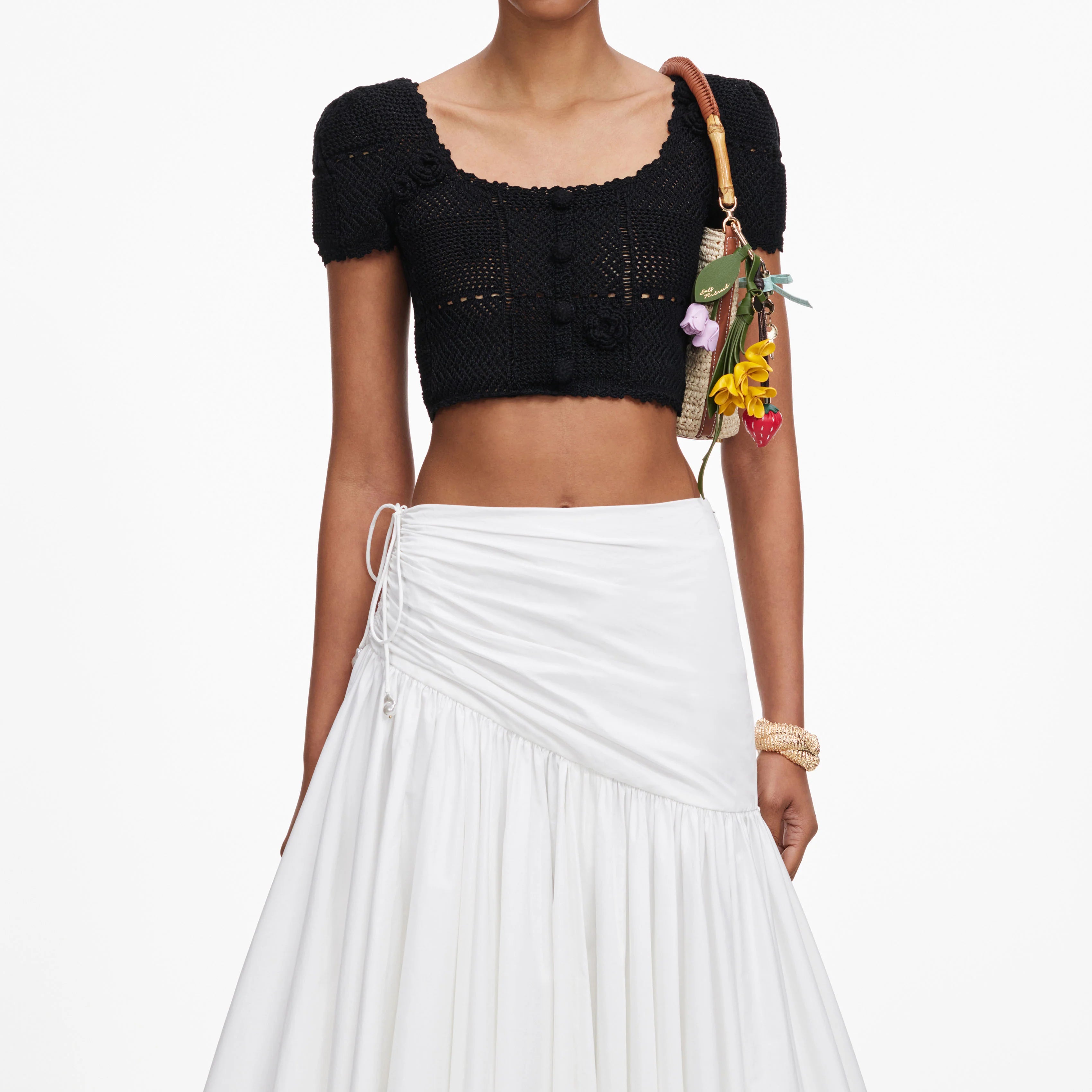 Black Crochet Knit Crop Top