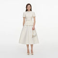 Cream Boucle Taffeta Midi Dress