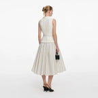 Cream Boucle Polka Dot Midi Dress