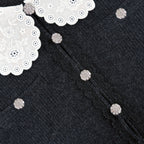 Charcoal Lace Collar Cardigan