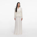 Cream Tailored Boucle Chiffon Maxi Dress