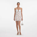 White Lace Bow Mini Dress