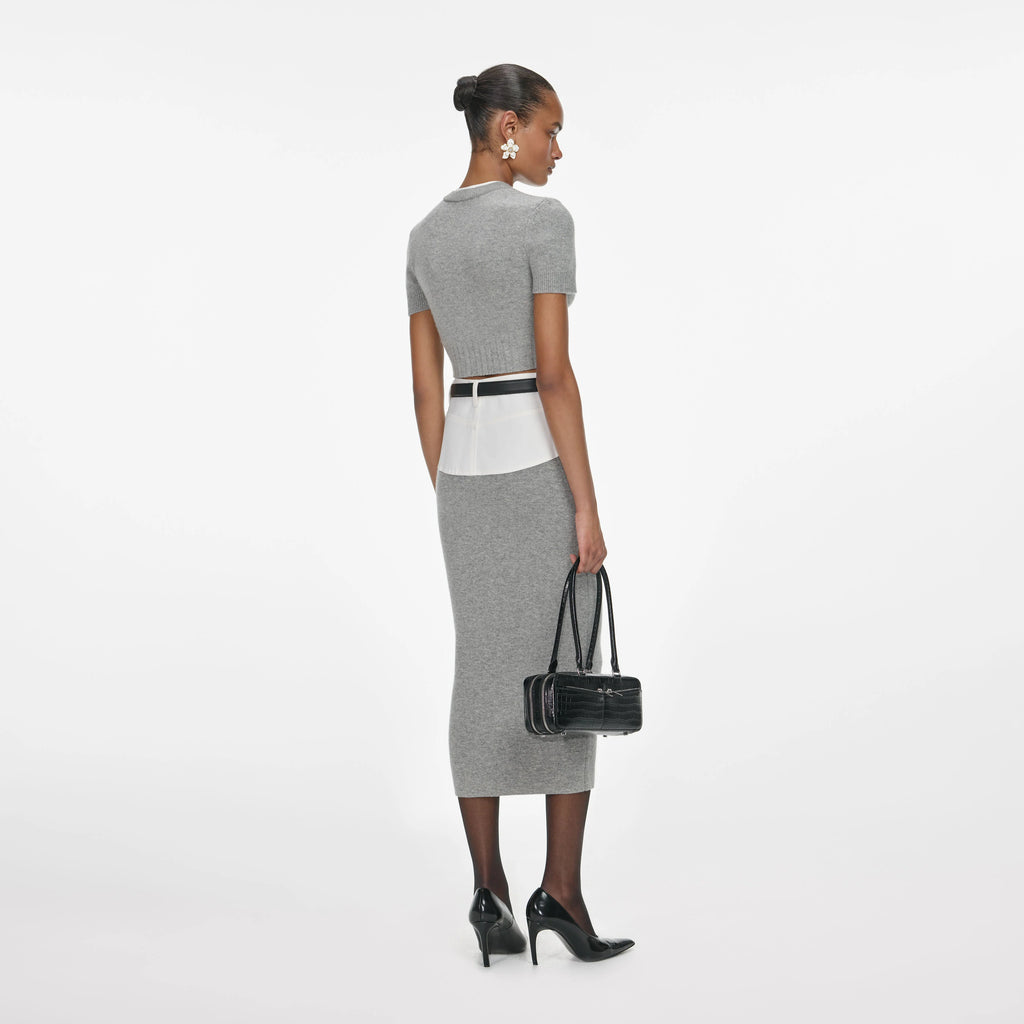 Grey Short Sleeve Knit Top