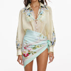 Yellow Floral Organza Blouse