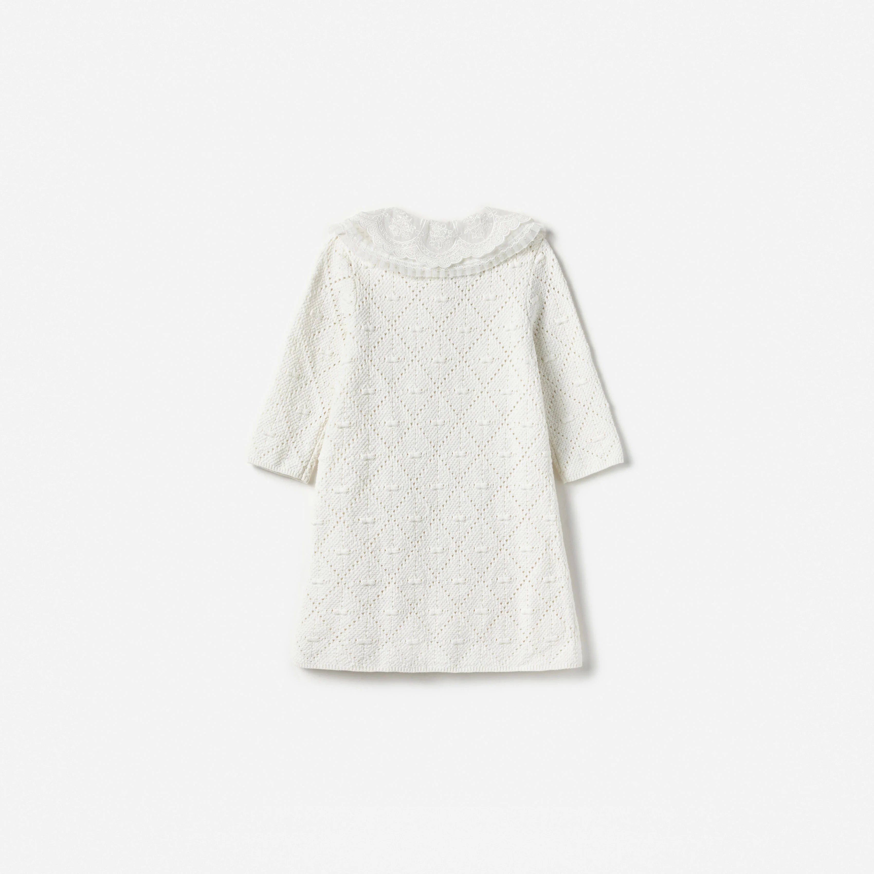 White Pointelle Knit Dress