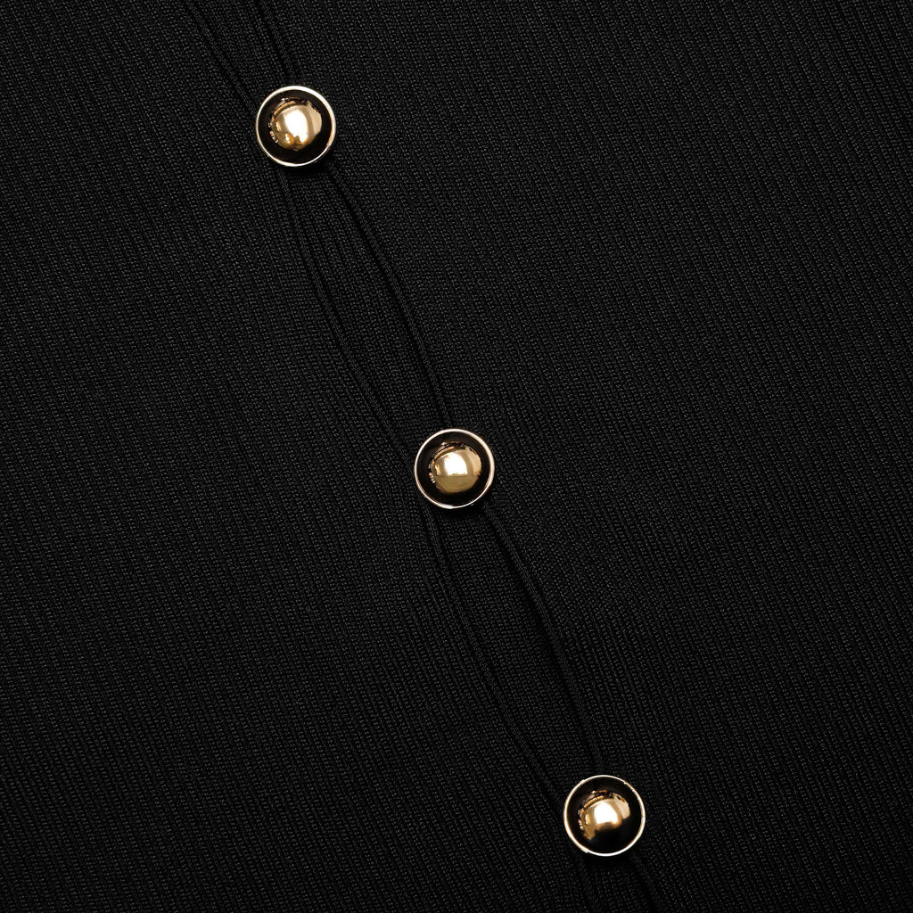 Black Knit Taffeta Midi Dress