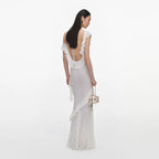 White Ruffle Knit Maxi Dress