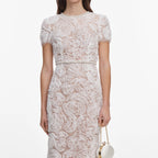 White Tulle Lace Maxi Dress