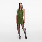 Olive Rhinestone Mini Dress