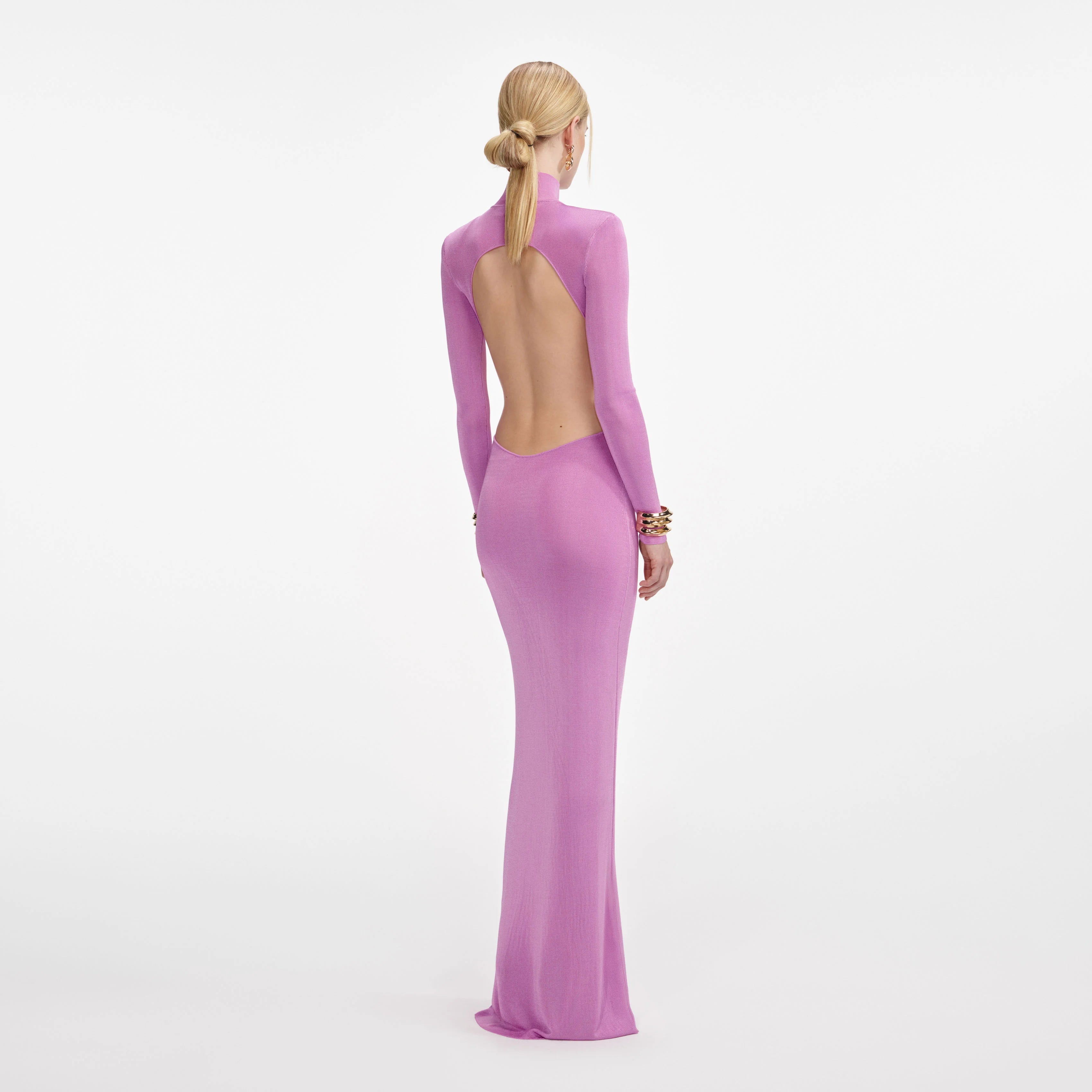 Pink Viscose Knit Maxi Dress