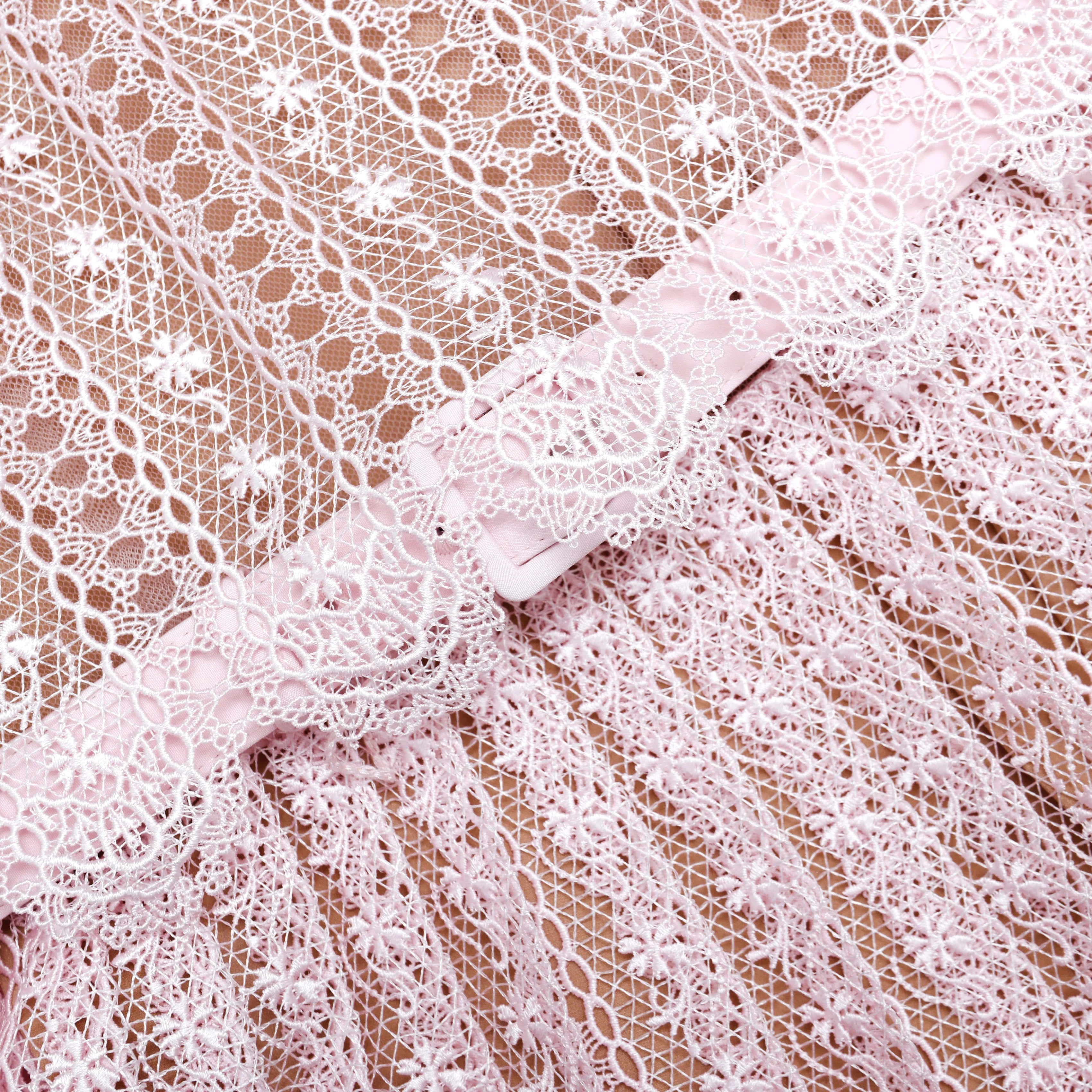 Pink Organza Lace Maxi Dress
