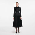 Black Wool Crepe Midi Dress