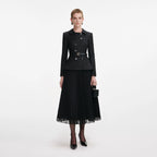 Black Wool Crepe Midi Dress