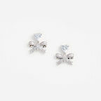 Crystal Heart Bow Drop Earrings