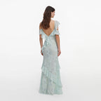 Mint Embroidered Georgette Maxi Dress