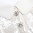 White Sequin Tailored Top