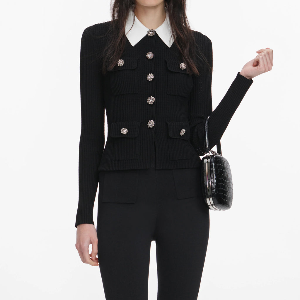 Black Tailored Knit Top