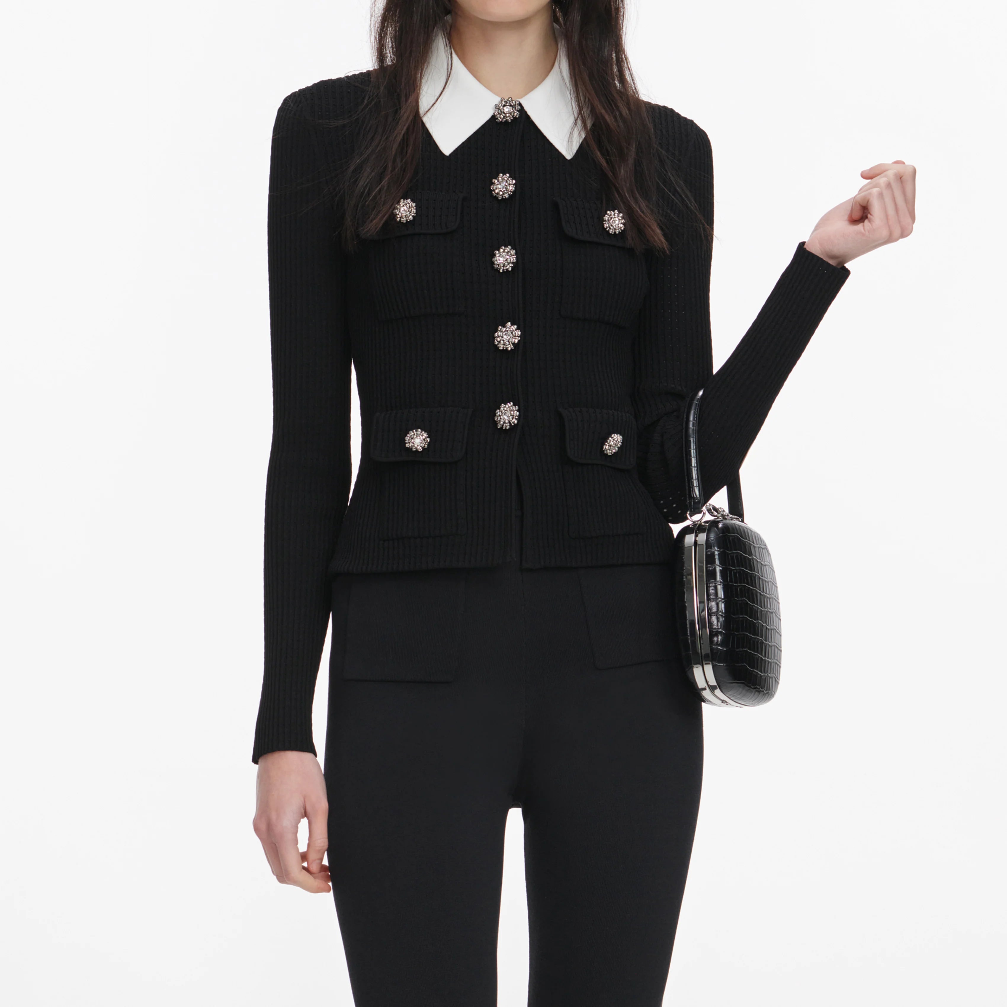 Black Tailored Knit Top