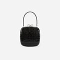 Black Croc Leather Compact Mini Bag