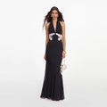 Black Polka Dot Halter Neck Maxi Dress