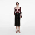 Brown Contrast Lace Knit Top
