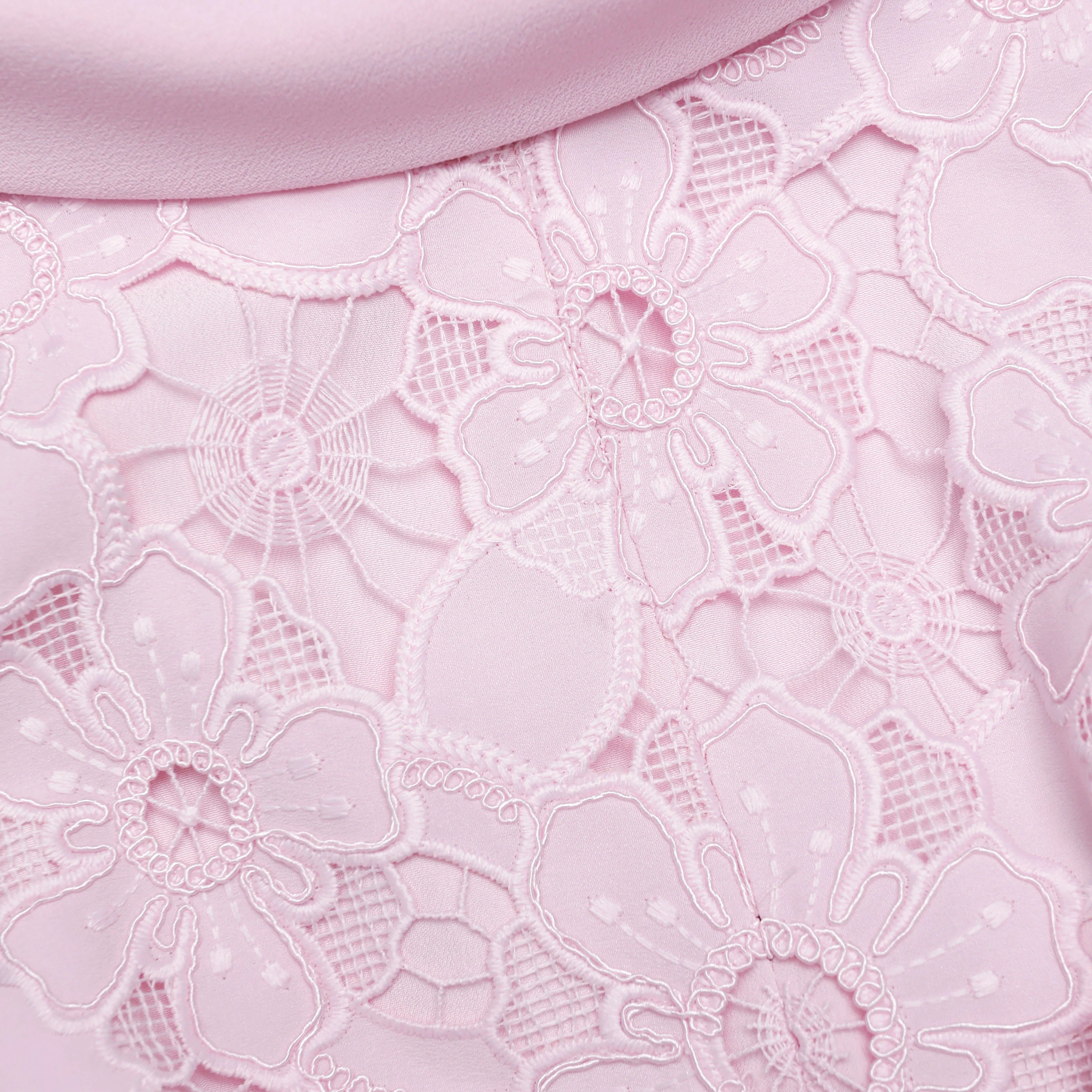Pink Lace Scoop Back Midi Dress