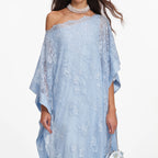 Blue Embellished Lace Kaftan