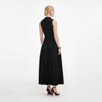 Black Ribbed Knit Midi Dress