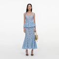 Blue Lace Peplum Midi Dress