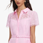 Pink Embroidered Midi Dress