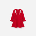 Red Flower Trim Dress