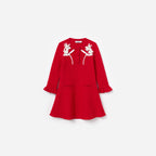 Red Flower Trim Dress