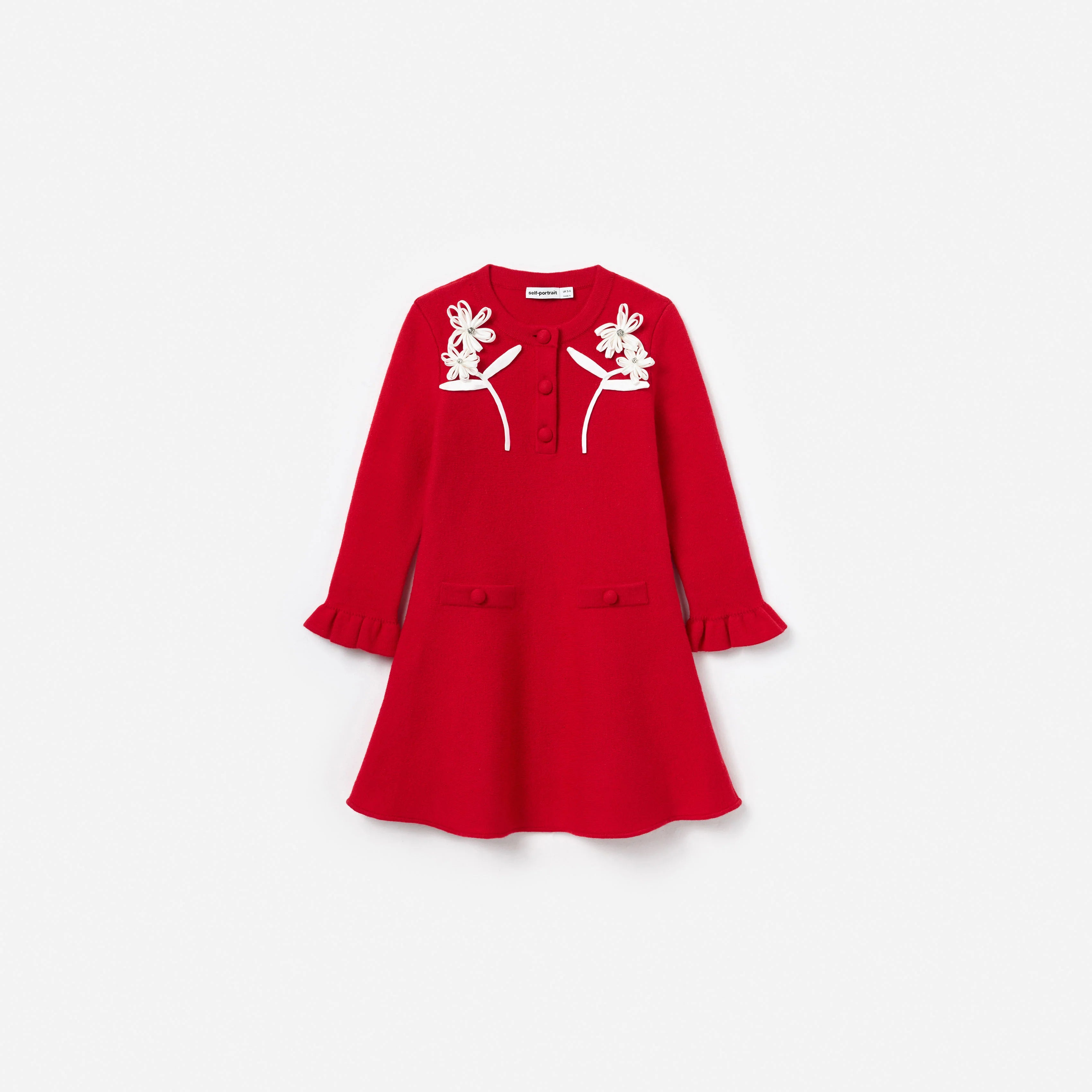 Red Flower Trim Dress