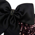 Brown Sequin Bow Maxi Dress