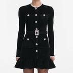 Black Chenille Knit Mini Dress