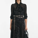 Black And Gold Tie Neck Maxi Dress