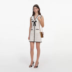 White Pointelle Knit Mini Dress